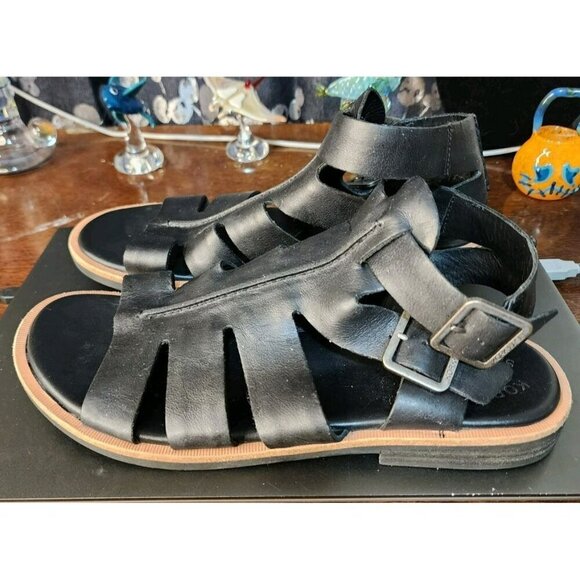 Kork-Ease Baltea Black Leather Sandals Sz 10M Comfortable Gladiator - Picture 5 of 8